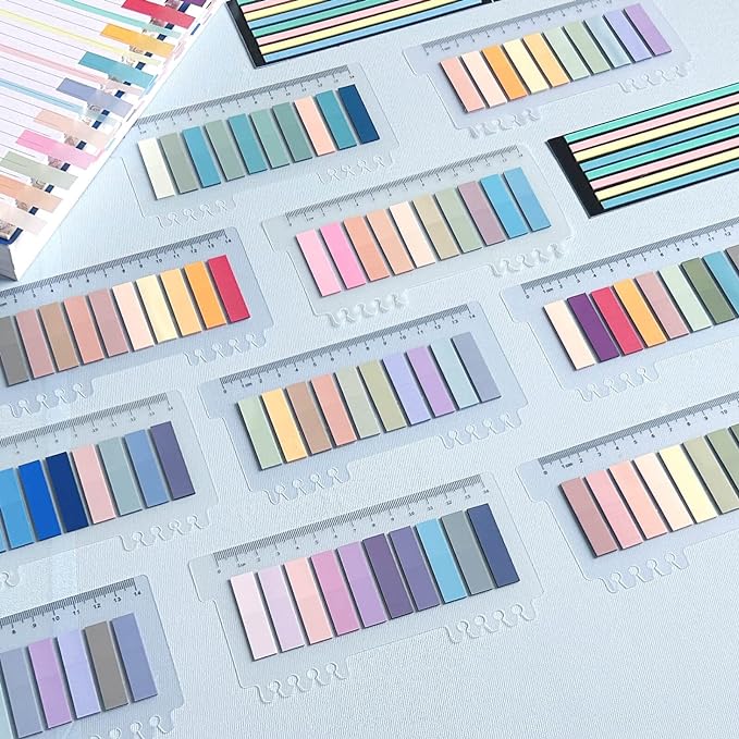 WSCHU 2320Pcs Book Tabs for Annotating Books, 104 Colors Morandi Sticky Tabs for Binders, Page Markers Transparent Sticky Notes,Writable & Repositionable Book Flags Strip Index Tabs,Page Tabs