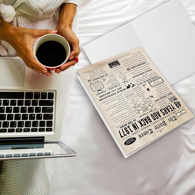 Happy 48th Birthday Card for Women Men, Funny 48 Year Old Birthday Gift Card for Husband Wife Him Her, Retro 48th Bday Decorations Ideas