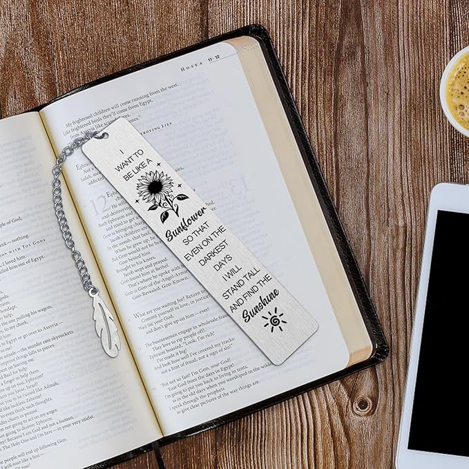 Sunflower Gifts for Women,Inspirational Bookmarks with Chain,Book Markers for Reading,Back to School Coming of Age Gifts,Graduation Gifts,Kids Teen Girls Him Her Christmas Stocking Stuffers