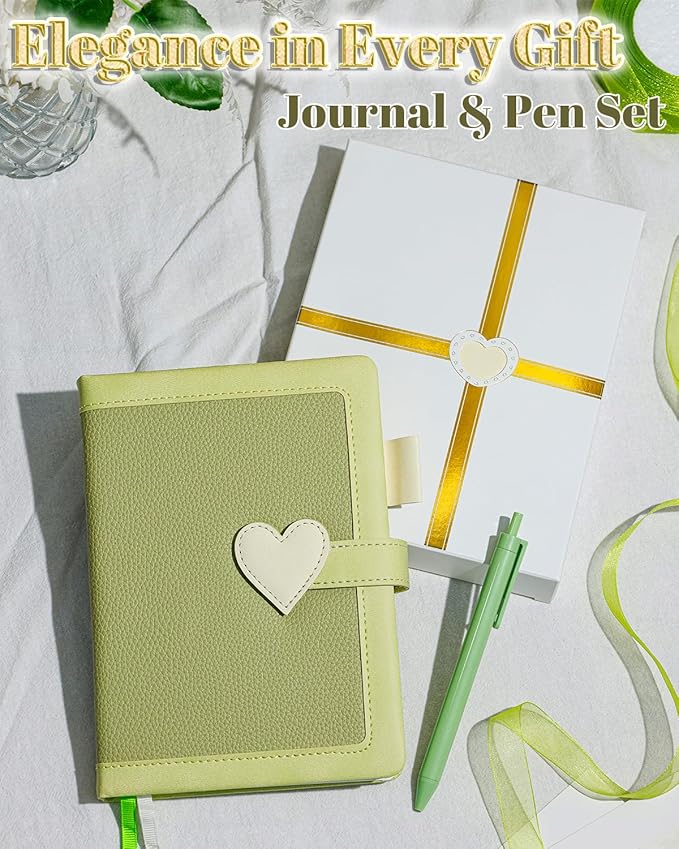 Journal for Women and Girls with Heart Buckle, 240 Pages Girls Diary Journal with Pen for Writing, Cute Daily Writing Journals for Women, B6 Pretty Journaling Hardcover Notebooks(Sage Green)