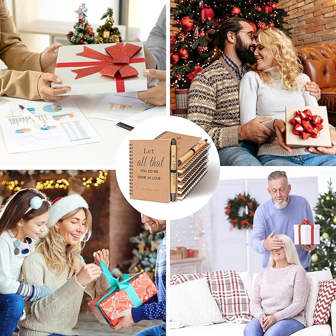 INSADA 60 Sets of Christian Gifts Spiral Notebooks Bulk Journals with Christian Pens Prayer Journal Christian Journal for Teachers Students Friends Colleagues and Family Christmas Gifts