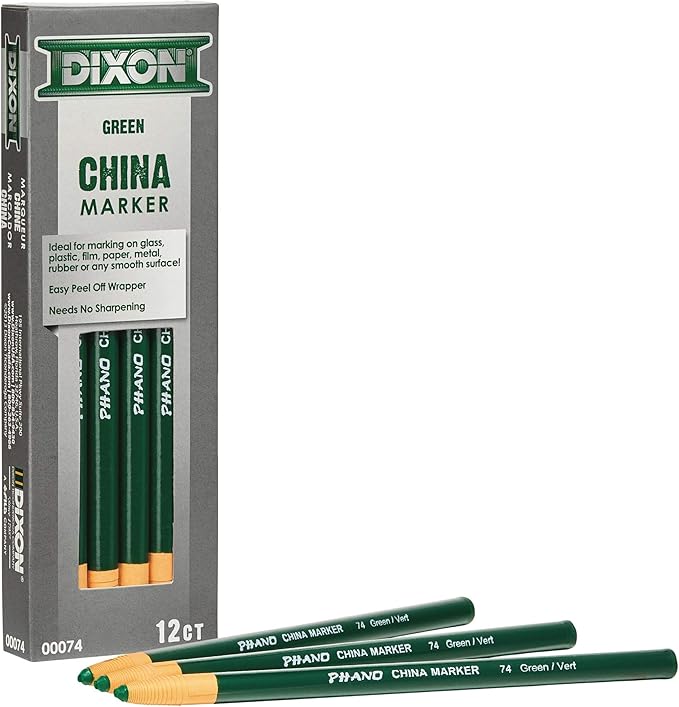 Dixon Industrial Phano Peel-Off China Marker Pencils, Green (00074) (Pack of 6, 72 Count Total)
