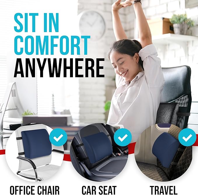 FORTEM Seat Cushion and Lumbar Support for Office Chair, Desk Chair Cushion, Memory Foam Office Chair Cushion, Non Slip Sitting and Back Pillow for Gaming, Car Seat Cushion, Chair Pad