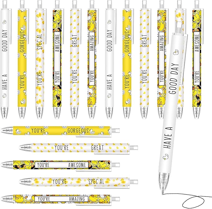 Jetec 30 Pcs Duck Pens Gifts Inspirational Cute Ballpoint Pens Bulk Motivational Employee Appreciation Gifts Black Ink for Duck Lovers Thank You Coworkers