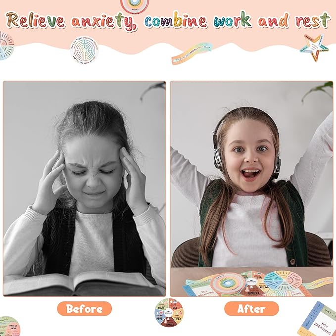 H1vojoxo 24PCS Anxiety Sensory Stickers Anti Stress Textured Sensory Stickers Tactile Textured Mindfulness Sticker for Desk and Phone Stress Anxiety Relief Adhesive for Kids Adult School Counselor