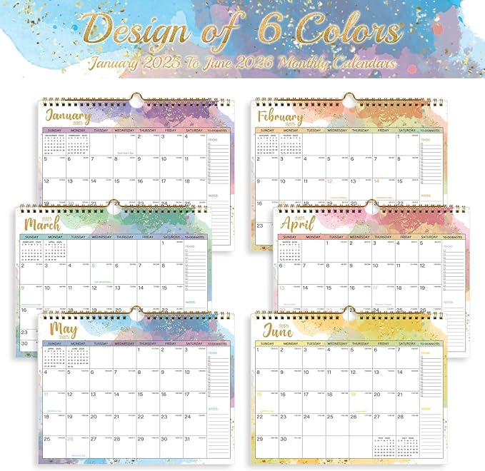 2025 Calendar 18 Month Wall Calendar 2025-2026, January 2025 to June 2026 Calendar with Julian Dates, 11" X 8.5" (2025-2026 Wall Calendar Water Ink)