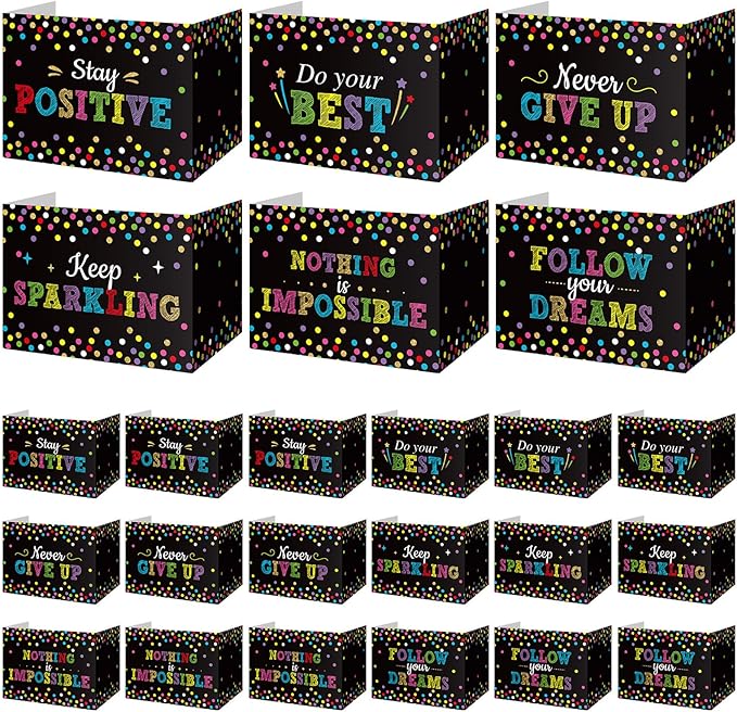 Honoson 24 Pcs Bulk Inspirational Privacy Folders for Students Cardboard Test Privacy Boards Motivational Words Desk Dividers Shield for Classroom School Study Supplies, 6 Styles(Motivational)