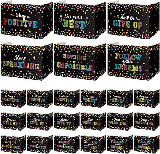 Honoson 24 Pcs Bulk Inspirational Privacy Folders for Students Cardboard Test Privacy Boards Motivational Words Desk Dividers Shield for Classroom School Study Supplies, 6 Styles(Motivational)