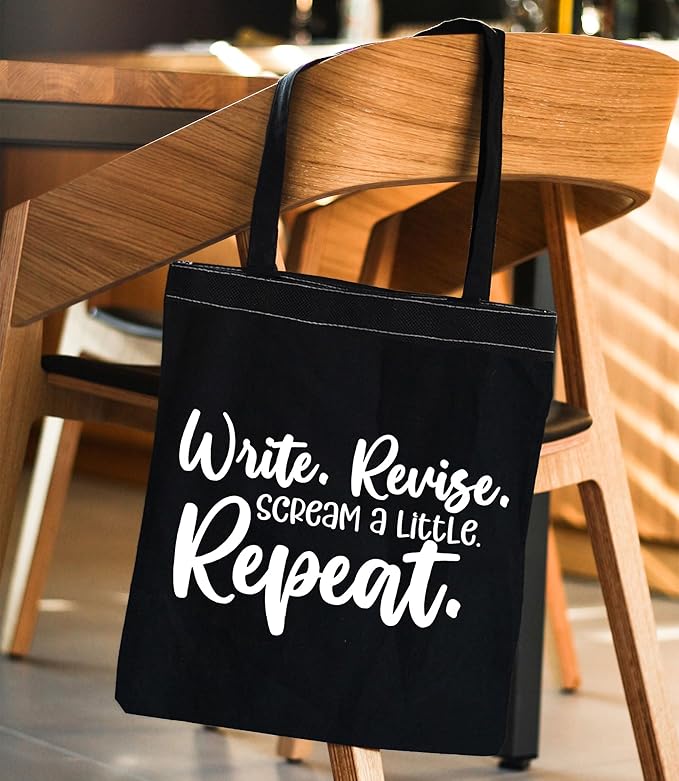 ENSIANTH Writer Gift Write Revise Scream A Little Repeat Book Sleeve Author Appreciation Book Cover Editor Writing Gift (Write B Bag)