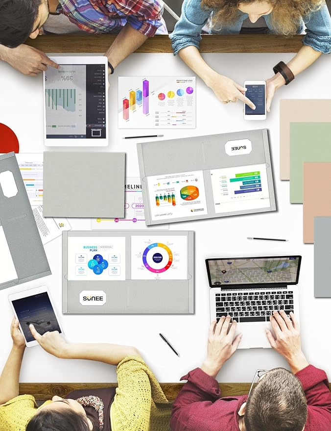 SUNEE Folders with Pockets (25 Pack, Warm Gray), 2 Pocket Folders Fit Letter Size Paper, Paper File Folder for School Office Home Business, Textured Paper