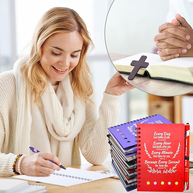 40 Pcs Bulk Christian Gifts Prayer Journal for Woman - 20 Set Religious Notepad with Christian Pen - Bible Notebook - Church Gifts for Mother's Day, Bible Study, and Family Devotions ( Colorful )
