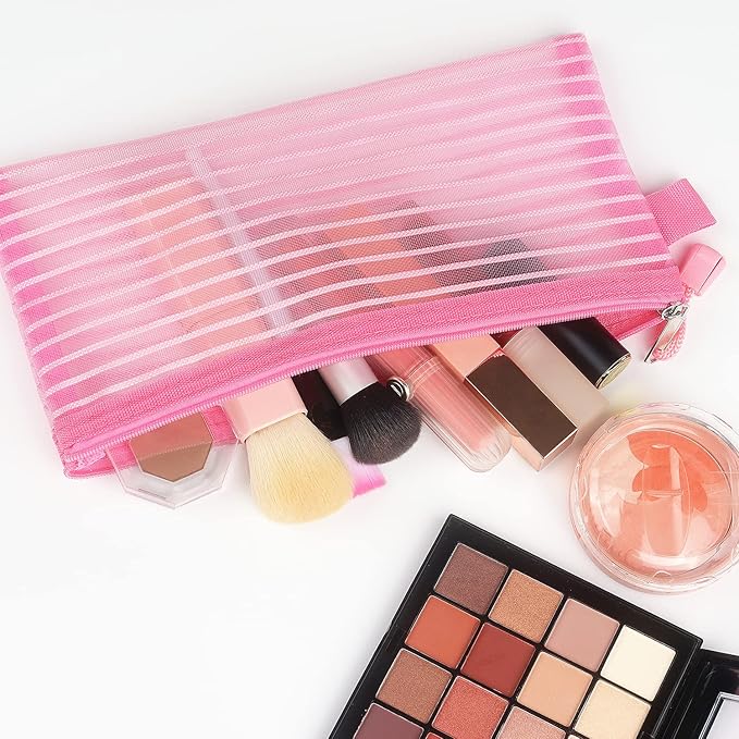 Tamaki 10 Pack Zipper Mesh Pouch Pencil Pouch Multicolor Pen Bag Multipurpose for Office Supplies Travel Storage Bags, 10 Colors