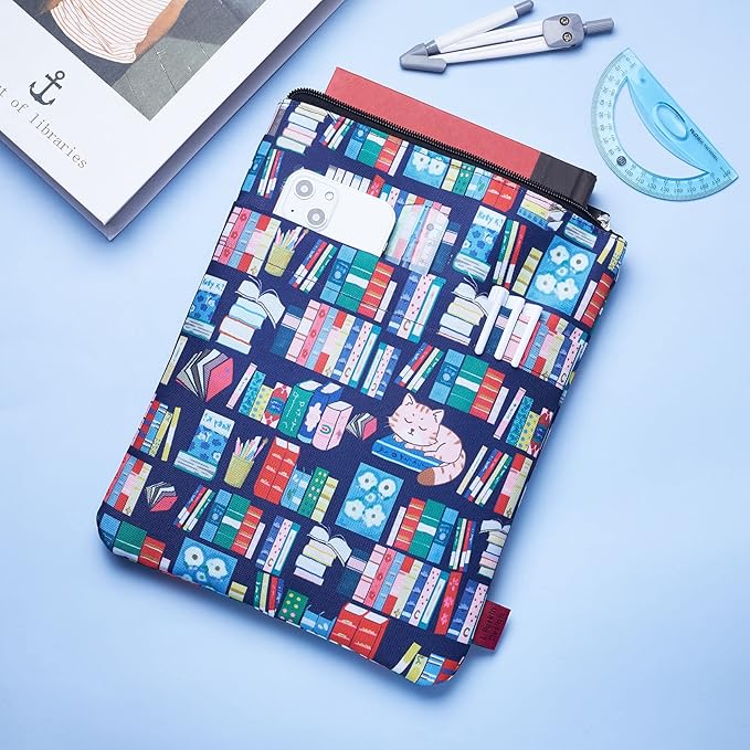 Book Sleeve for Book Lovers, Bookish Book Protector, Book Covers for Paperbacks, Washable Fabric, Book Sleeves with Zipper, Medium 11 Inch X 8.7 Inch