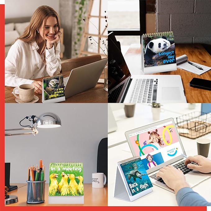 40 Pages Funny Desk Sign, 34 Different Fun and Flip-Over Messages plus 6 Erasable Blank Pages, Funny Desktop Flip Book for Office Gifts Desk Accessories (Animal Design)