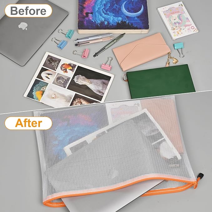 Zipper Pouch,Puzzle Bag,A3 Size Extra Large Zipper Bags,12pcs Waterproof Zipper Pouches for Puzzle Board Game Storage,for Travel,Office and Home Organize.