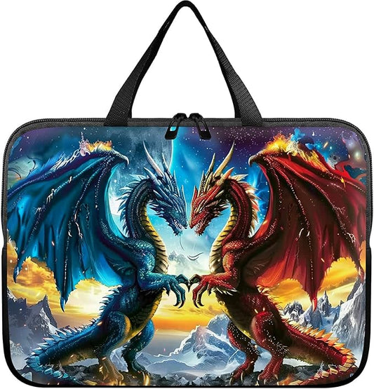 Universal Laptop Sleeve Tablet Case 12 inch, Blue Red Dragons Slim Carrying Case Durable Handbag Travel Laptop Bag for Surface Pro 9 8 7/Laptop Go 2 3, MacBook Air 11/12