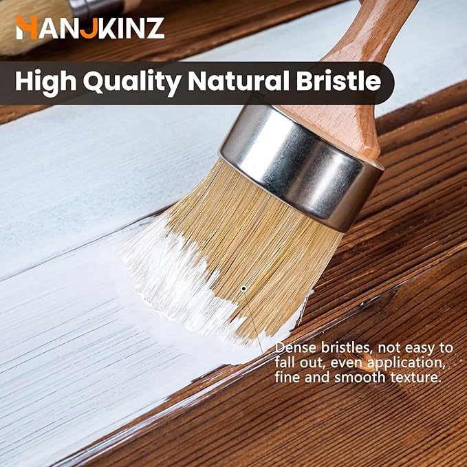 Chalk and Wax Paint Brush 4Pcs Set, Chalk Paint Brushes for Furniture, Painting or Waxing, Milk Paint, Natural Bristle Stencil Brushes for All Painting and Waxing