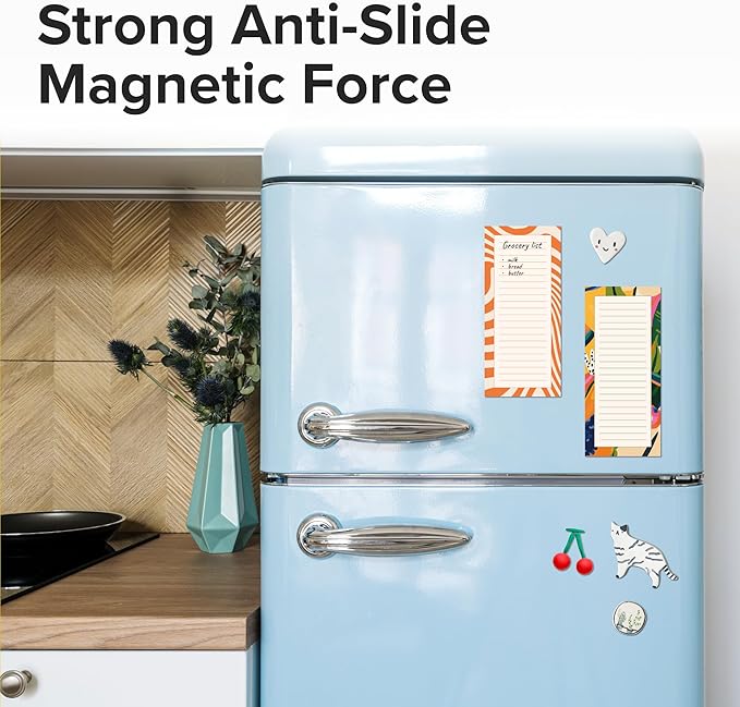 X-bet MAGNET Magnetic Notepads for Refrigerator 4 pack 50 sheets, 70g double gummed paper with color printing