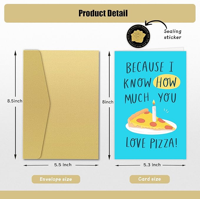Funny Birthday Card for Pizza Lover, Birthday Greeting Card for Husband Boyfriend Friend, Because I Know How Much You Love Pizza Card
