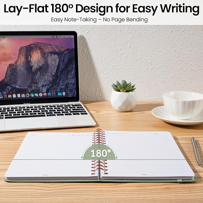 Lined Spiral Journal Notebook, A5 College Ruled Notebook for Journaling, Note-Taking, and Daily Planning, Durable Hardcover with an Elegant Design, Green