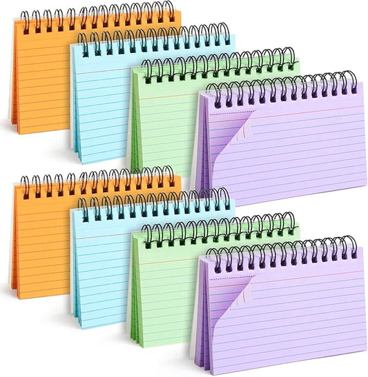 Koogel Index Cards 3 x 5 Inch, 400 Count, Ruled Lined both Side, 4 Colors with Waterproof Covers