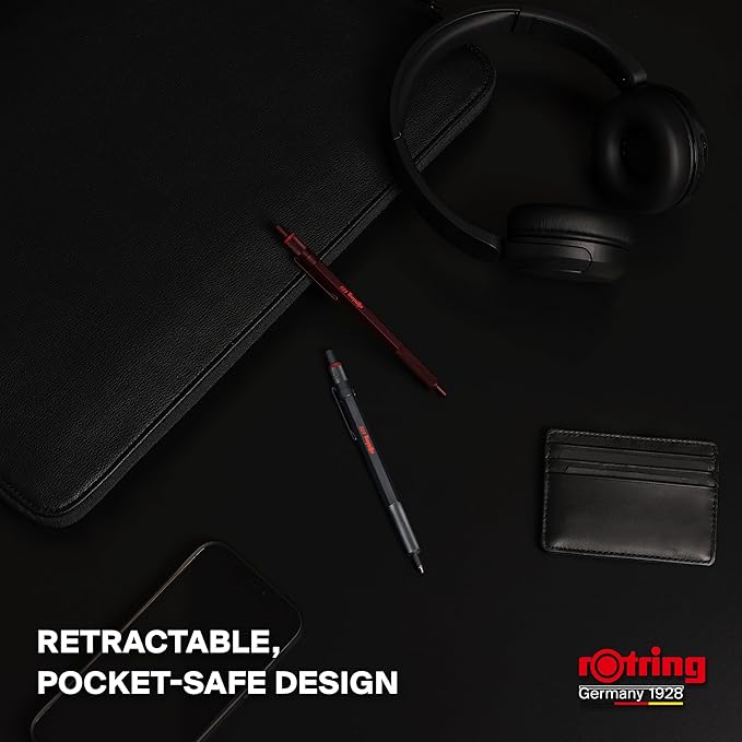 Rotring 600 Ballpoint Pen | Medium Point | Black Ink | All-Metal Body Pen | Dark Stone | Non-Slip Knurled Grip & Hexagonal Barrel | Refillable
