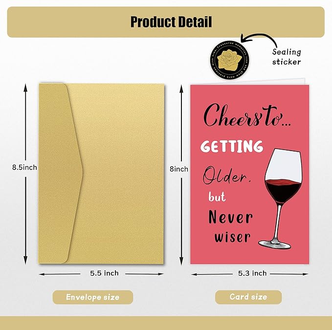 Funny Birthday Card for Her, Older But Never Wiser Birthday Card for Best Friend, Unique Gift for Women and Girls