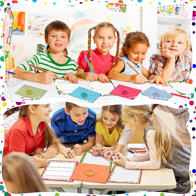 TaoBary 160 Packs Stationery Paper Set (50 Double Sided Stationery Writing Papers 50 Matching Envelopes) 60 Round Dot Sticker, 10 Design(Dot,5.5 x 8.25 Inch)
