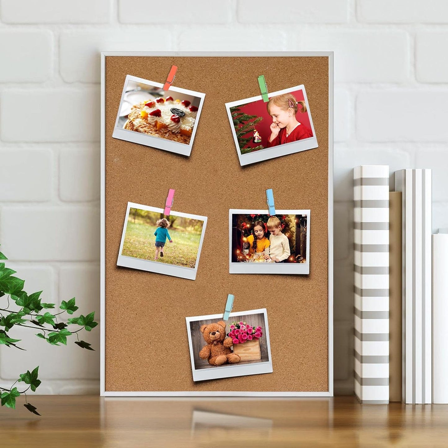 50Pcs Wooden Clips Push Pins Tacks for Cork Board Artwork for Crafts Arts Projects Photo Supplies(Colorful)