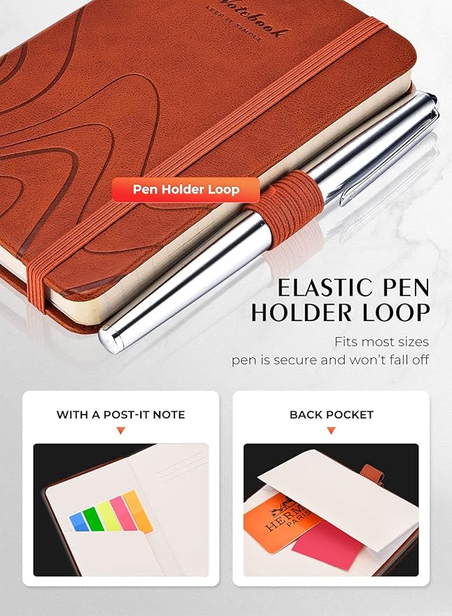 AISBUGUR Pocket Notebook, Small Notebook, Total 320 Pages 2-Pack, 3.7" x 5.7" Pocket Notebook (2 Pack, Brown1)