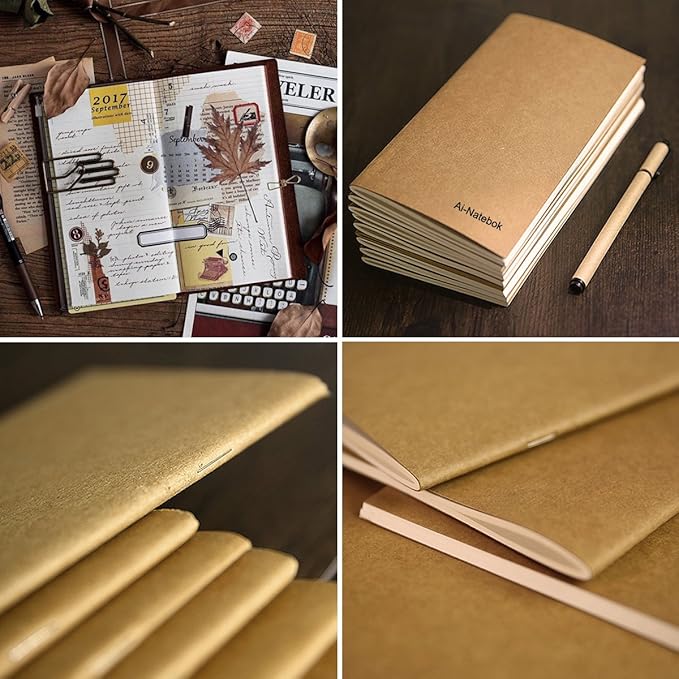 Travelers Notebook Inserts Lined Paper, Refill for Travel Journal, 7.5 X4 Inch - Set of 3-240 Pages, Supply by ai-natebok