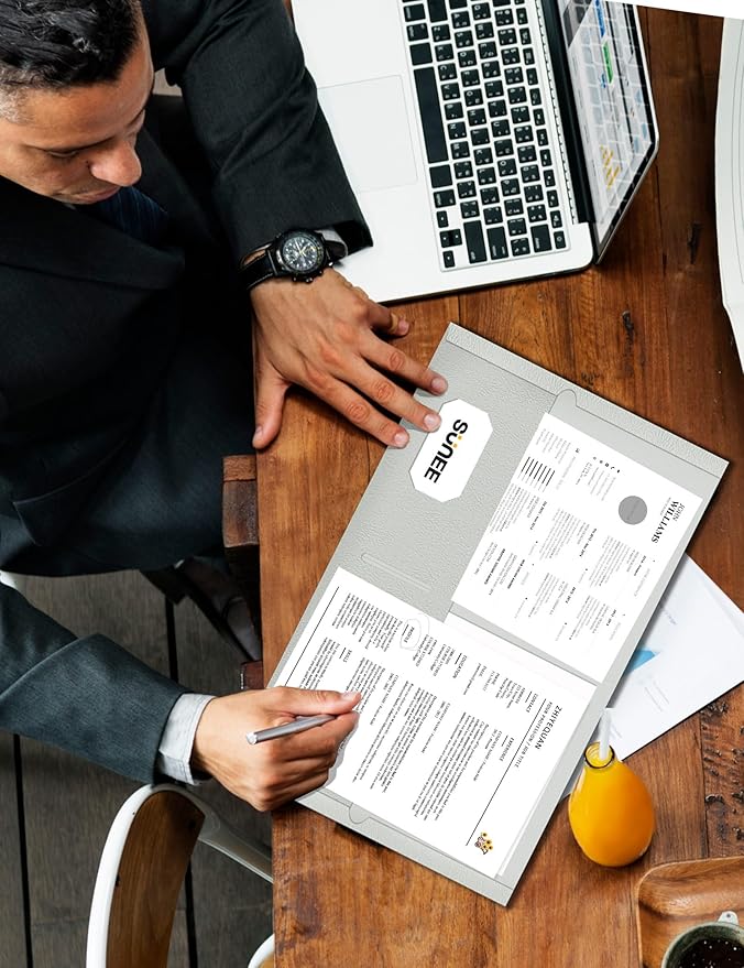 SUNEE Folders with Pockets (25 Pack, Warm Gray), 2 Pocket Folders Fit Letter Size Paper, Paper File Folder for School Office Home Business, Textured Paper