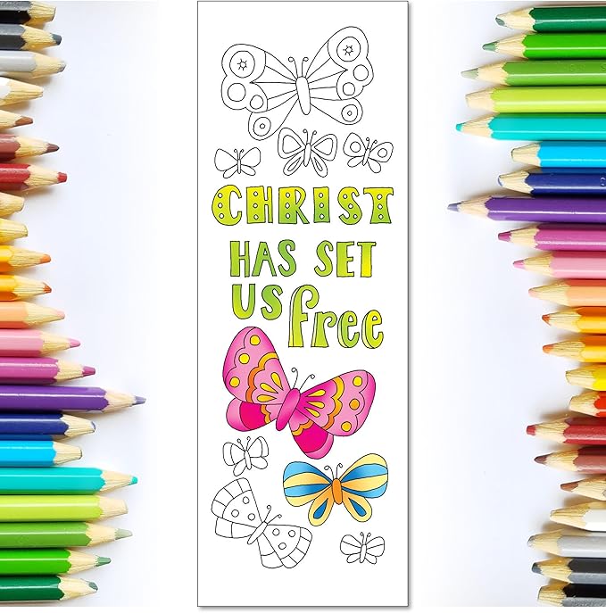 Christian Colouring Bookmarks, Psalms, Pack of 10 Different Designs, with Coloured Bible Verse on Reverse. Makes a Great Christian Gift for Adults or Children, by Just Cards Direct. (Orange/IOJBM)