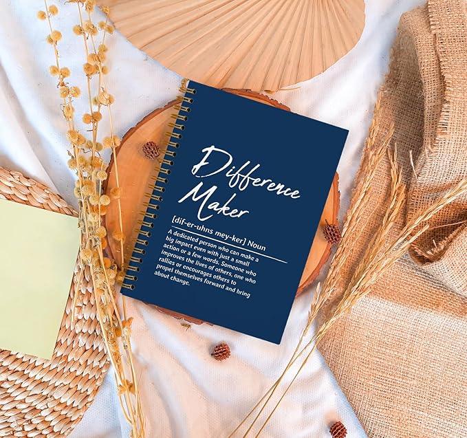 OXW Difference Maker Appreciation Gift, Meeting Notebook for Work, Thank You Gifts for Leader Mentor Manager Boss, Office Supplies Social Worker Gifts, Navy Blue Hardcover Spiral Notebook 5.5 x 8.3