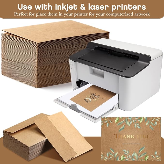 800 Pack A7 Brown Envelopes, 5 x 7 Envelopes for Invitation, Kraft Envelopes 120 GSM Gift Card Envelopes for Office, Gift, Party, Baby Shower, Wedding