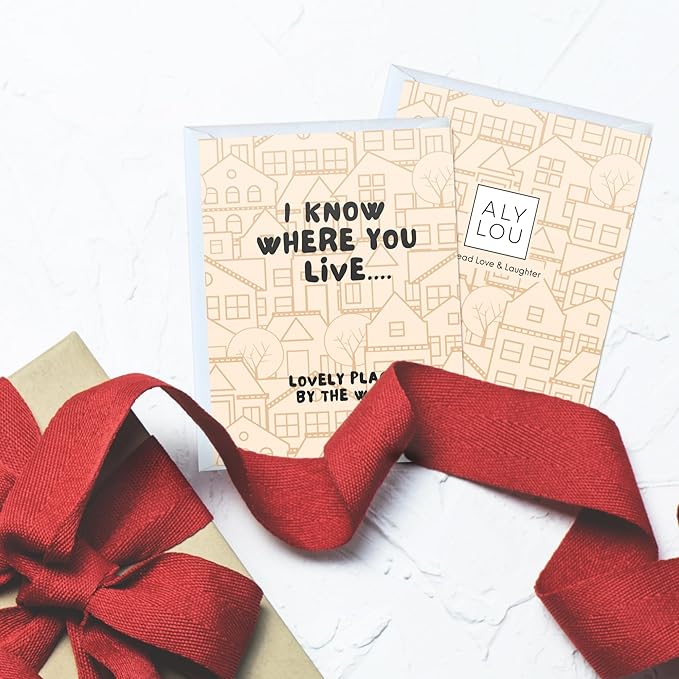 ALY LOU New Home Card Housewarming, Moving Away Card, Congratulations Card (I Know Where You Live)