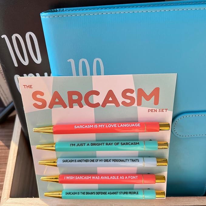 Jxueych Funny Pens 5-Count, Black Ink,Medium Nib 1.0mm, Funny Office Gifts for Coworkers, Personalized Pens Vibrant Funny Quotes Swear Word Daily Pen Set (P)