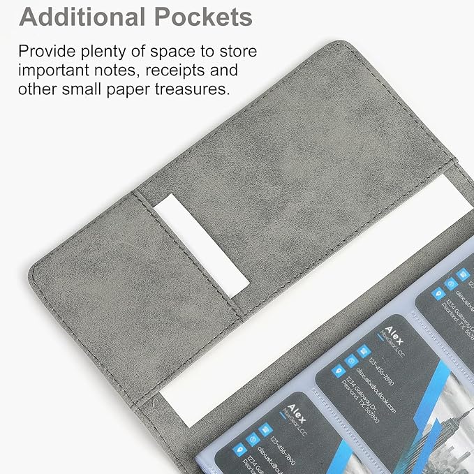 MaxGear Business Card Organizer, 240 Cards Book Portable Business Card Holder for Men & Women, Professional PU Credit Cards Binder File Storage, Dark Gray