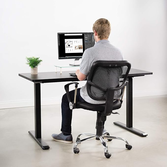 VIVO Black 60 x 24 inch Universal Solid One-Piece Table Top for Standard and Sit to Stand Height Adjustable Home and Office Desk Frames, DESK-TOP60B