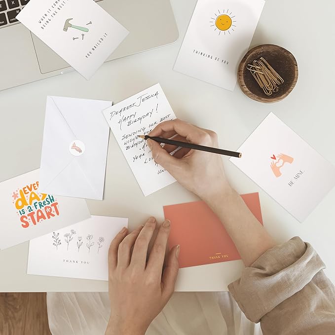 KIBAGA Beautiful Greeting Cards Set of 60 with Envelopes & Stickers - Tasteful Assorted Blank Note Cards - Perfect Get Well, Congratulations, Holiday & More Stationary Cards For All Occasions