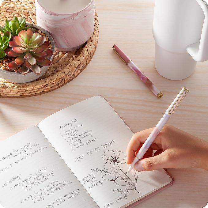 U Brands Catalina Felt Tip Pens, Set of 3, Soft Dye Designs, Medium (0.7 mm) Point, Black Ink