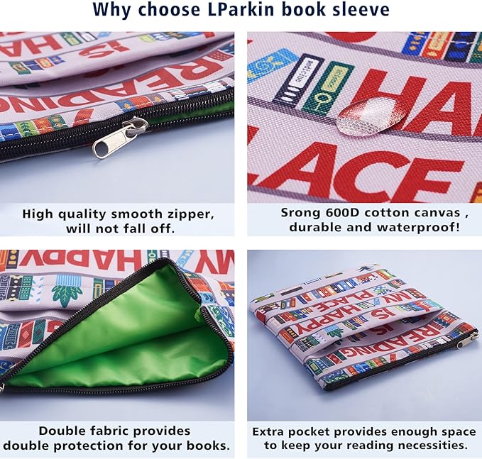 Book Sleeve for Book Lovers, Bookish Book Protector, Book Covers for Paperbacks, Washable Fabric, Book Sleeves with Zipper, Medium 11 Inch X 8.7 Inch