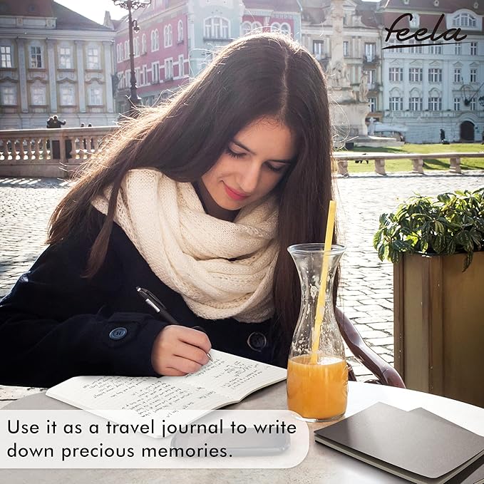 feela 8 Pack Soft Cover Journal Bulk, Notebooks College Ruled for Work, Lined Travel Journal for Women Men, Note Taking Notebook School Supplies Business Writing, 8.2” x 5.5”, A5, Gray