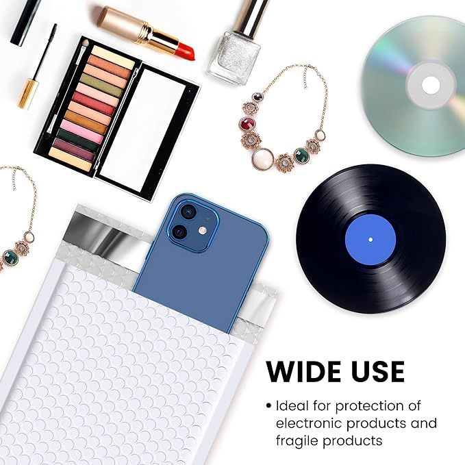 Fuxury Bubble Mailer, 6x10 Inch Bubble Mailers 50 Pack, Self-Seal Adhesive Padded Envelopes, Water Resistant Mailers, Shipping Envelopes for Packaging, Small Business, Mailing,Bulk White#0