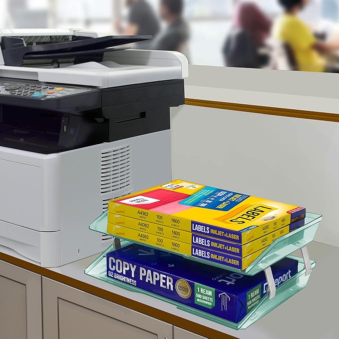 Acrimet 2 Tier Side Load Letter Tray Facility, Desktop File Organizer, A4 Letter Size Paper Organizer, Minimalist Storage Solution Paper Tray for Office, Home, Classroom (Plastic, Clear Green Color)