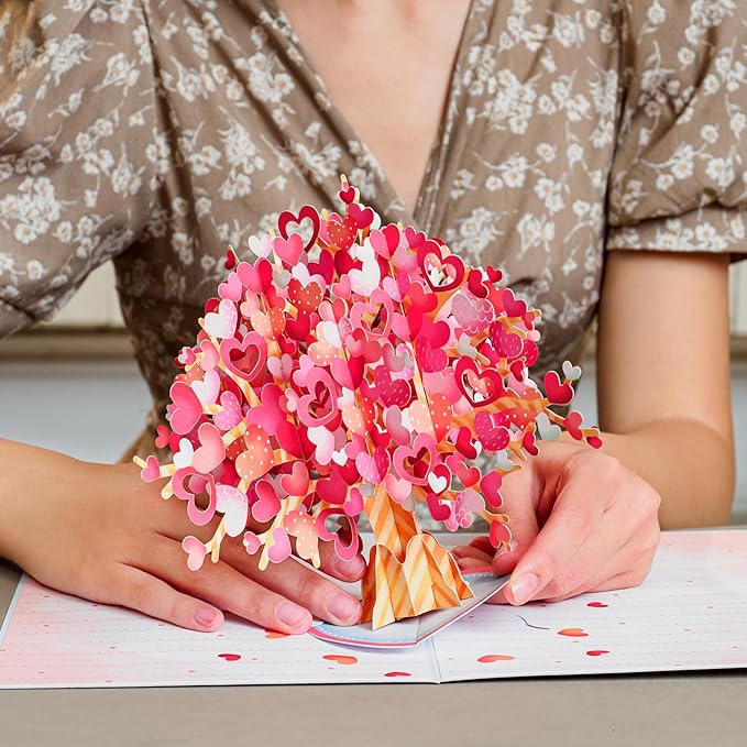 Paper Love 3D Heart Tree Pop Up Card, With Detachable Popup Keepsake, Gift for Birthday, Anniversary, All Occasion - Oversized 10" x 7" Cover - Includes Envelope and Note Tag