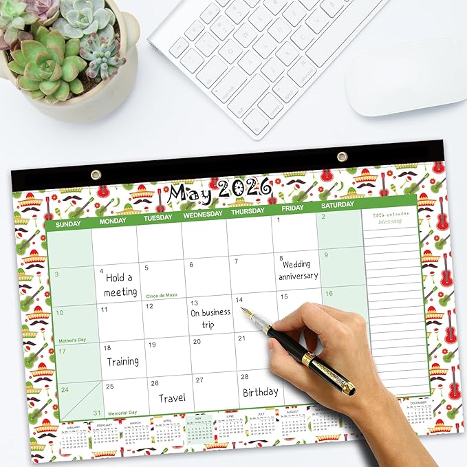 GuassLee Desk Calendar 2025, 2025 Desktop Calendar Monthly Pages 17" x 11.5" Runs from January 2025 to June 2026-18 Monthly Hanging Calendar with Corner Protectors for School, Home and Office
