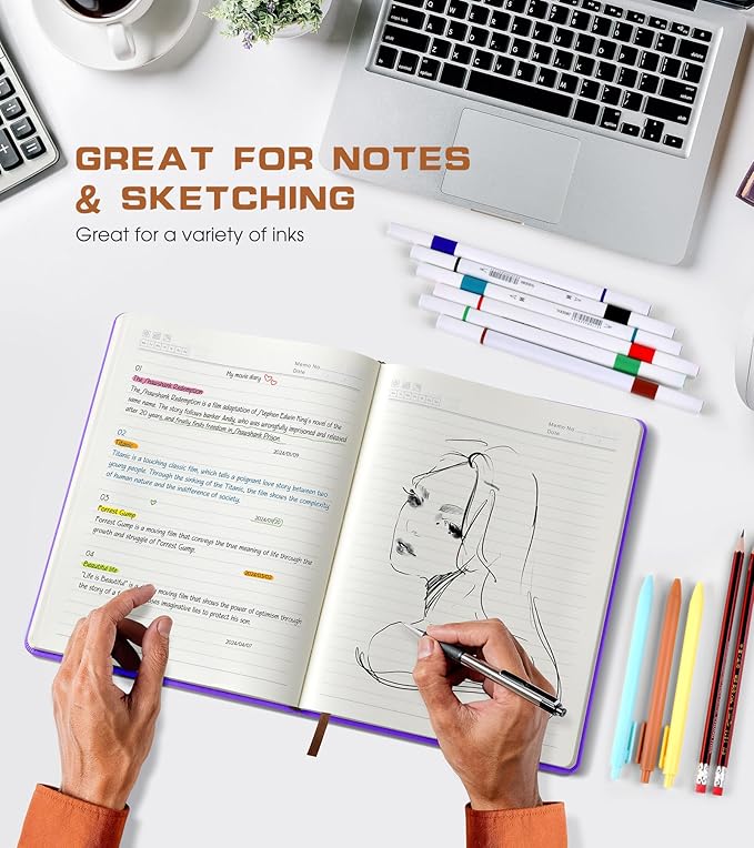 Lined Journal Notebook for Women Men,256 Pages A4 Large Hardcover Leather Journals for Writing,Travel,Business,Work,School,College Ruled Notebooks for Note Taking,Diary Notepad 8.6"×11"(Purple)