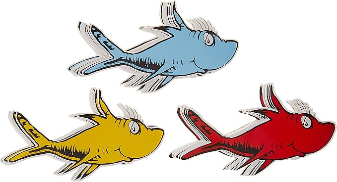 Eureka Back to School Dr. Seuss One Fish, Two Fish Paper Cut Out Classroom Decorations, 36 pc, 5.5'' W x 5.5'' H