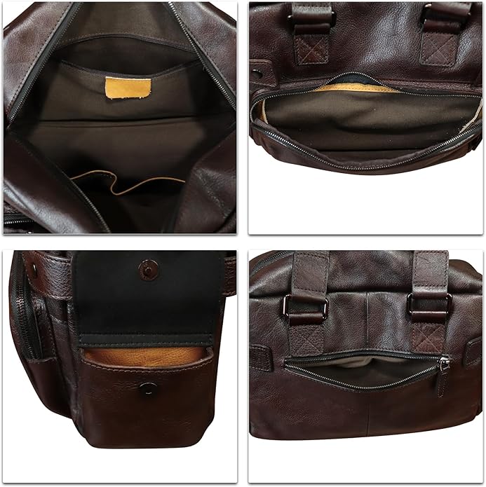 Genuine Leather Purses and Handbags for Men and Women Vintage Real Leather Messenger Bag Shoulder Briefcase Satchel Purse